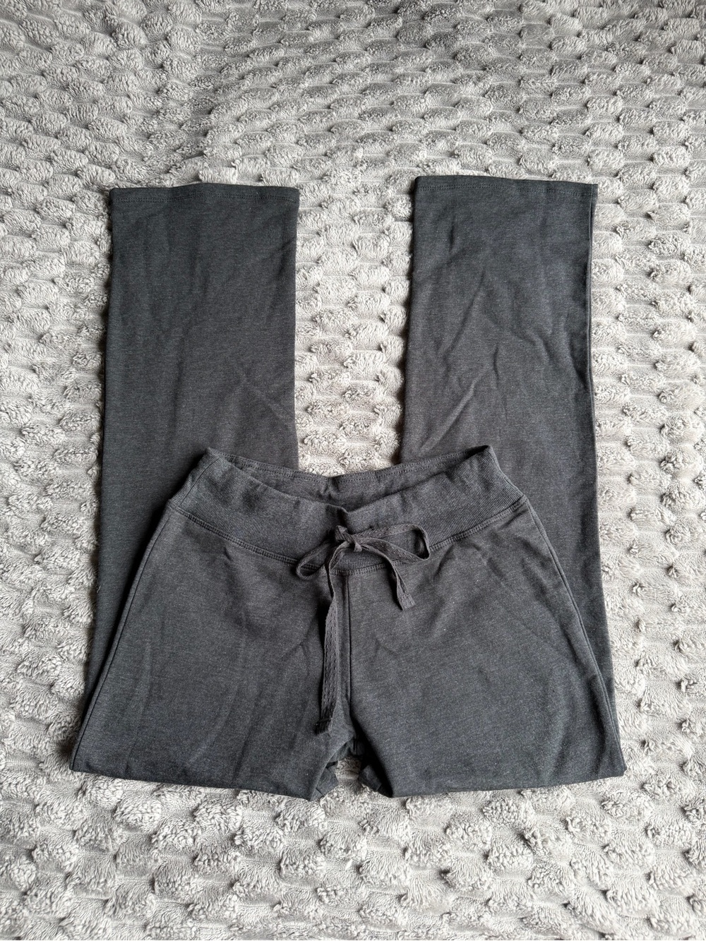Charcoal Grey Wide Leg Sweatpants Fleece Drawstring Lounge Pants